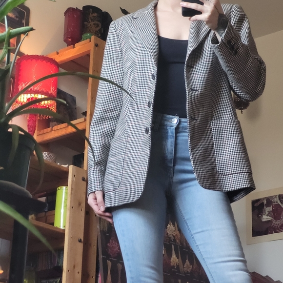 Escada Wool Cashmere Silk Blend Houndstooth Blazer - Size 40 - Picture 11 of 11